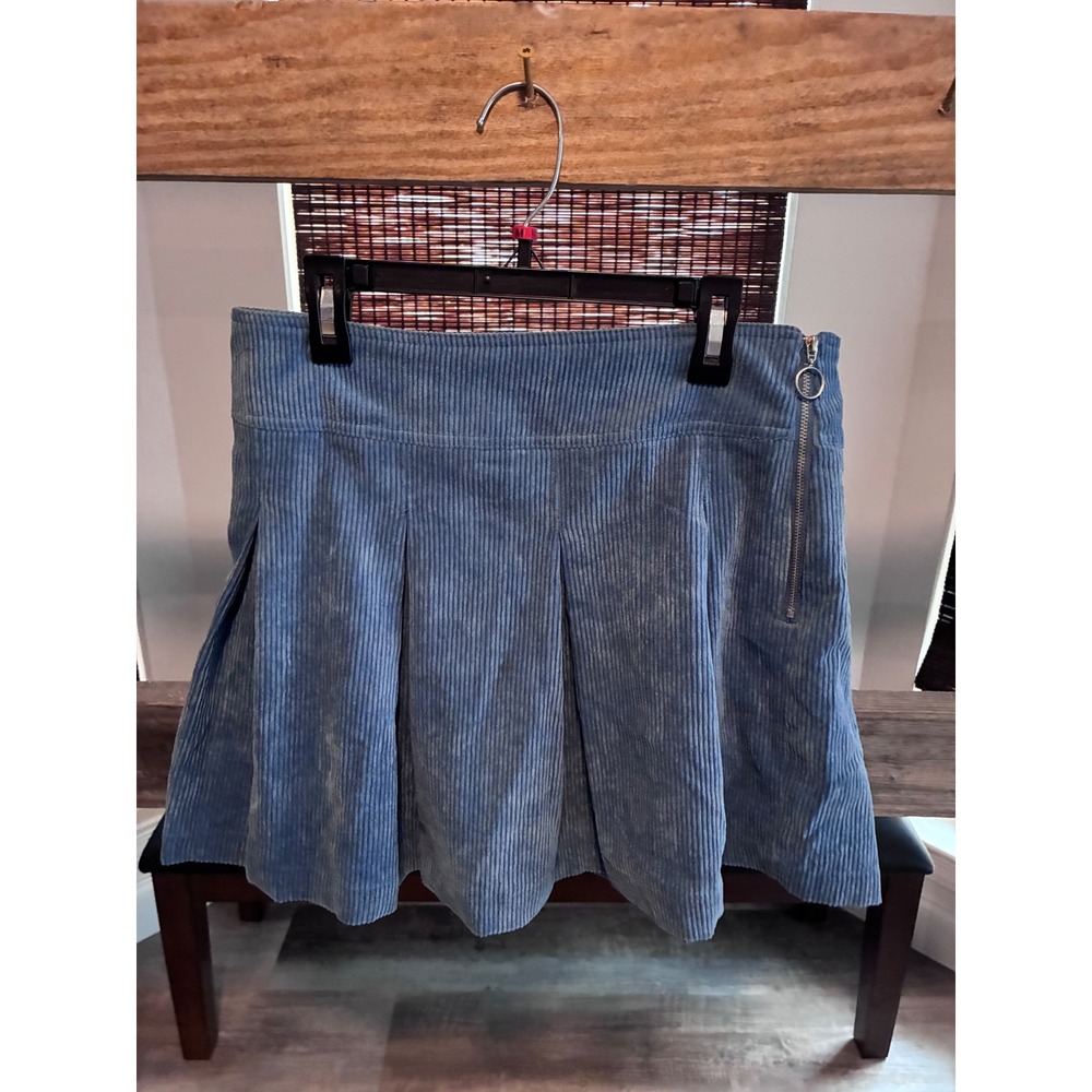Jolie & Joy Corduroy Pleated Mini Skirt Blue Womens Size Large
